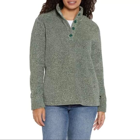 EDDIE BAUER women’s size XL jade color fleece pullover with pockets relaxed fit - Picture 2 of 14